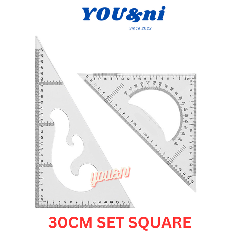 30CM Large Triangle Ruler Square Set Plastic Triangular Scale ...