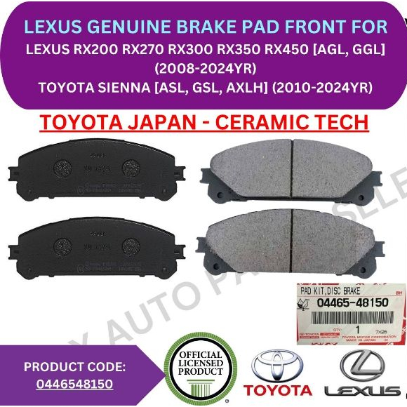 TOYOTA GENUINE DISC BRAKE PAD (FRONT) FOR LEXUS RX200 RX270 RX300 RX350 ...