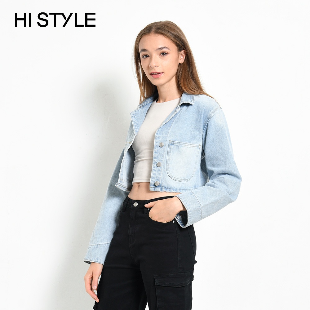 HI STYLE Women Crop Top Denim Jacket - Blue - FVE410414 / Jaket Denim ...