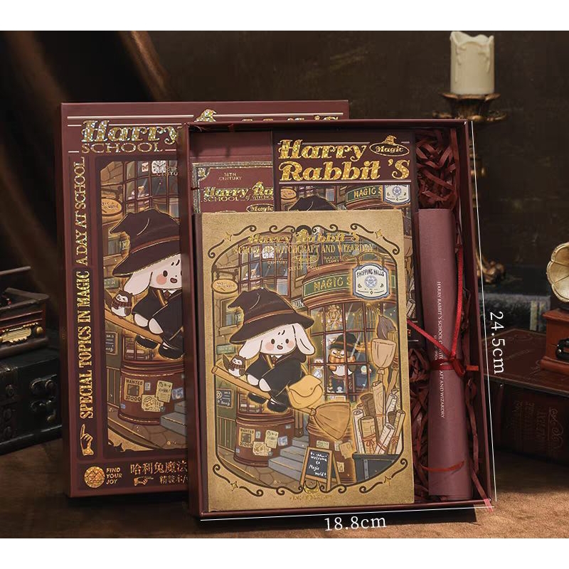 Harry Rabbit's School of Wizards Magic Book Journal Set Gift | Shopee ...