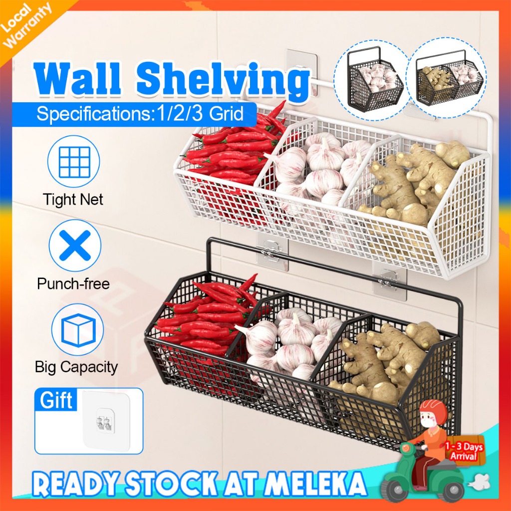 Wall Mounted Storage Rack Onion Ginger Seasoning Storager Basket ...