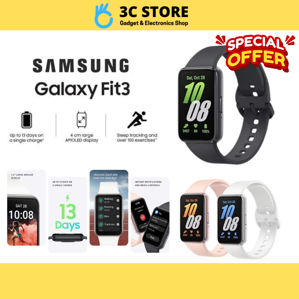 Samsung Galaxy Fit 3 smart band 1.6" large AMOLED Display | 208mAh Battery | 13 days of battery life