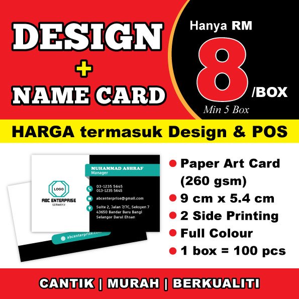 Design print name card business card thank you card cantik