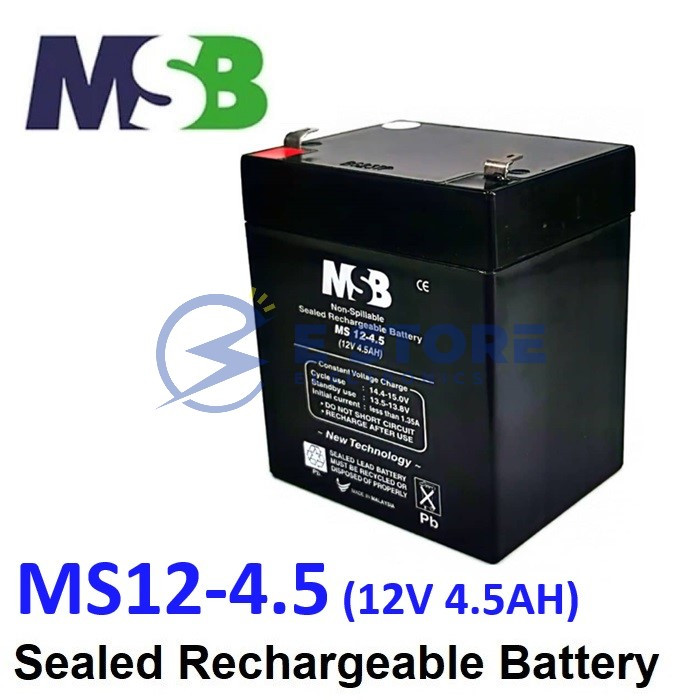MSB 12V 4.5AH Rechargeable Sealed Lead Battery (MS12-4.5) | Shopee Malaysia
