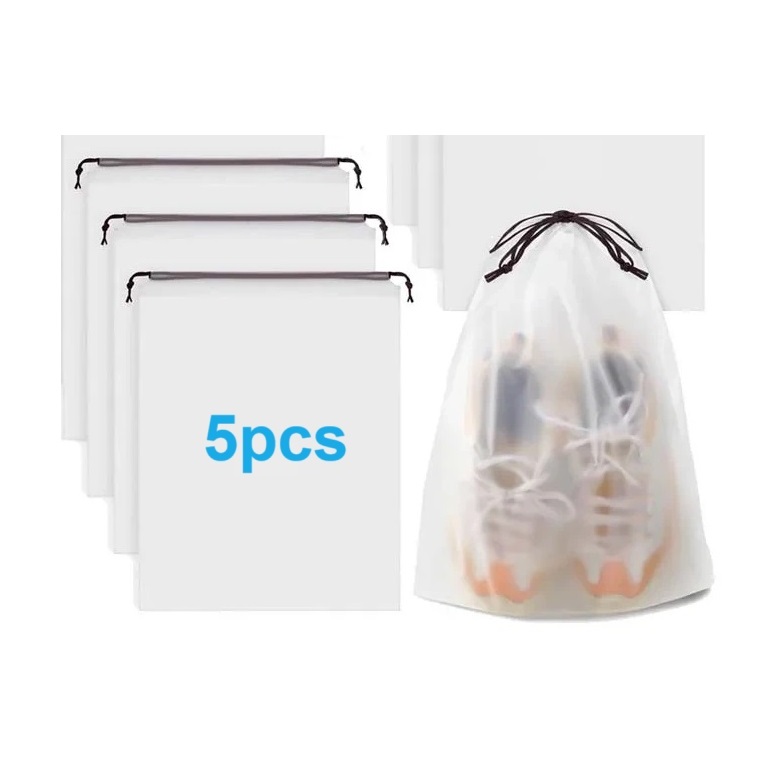 5pcs Drawstring Transparent Eco Storage Bag for Shoes Sundries Travel ...