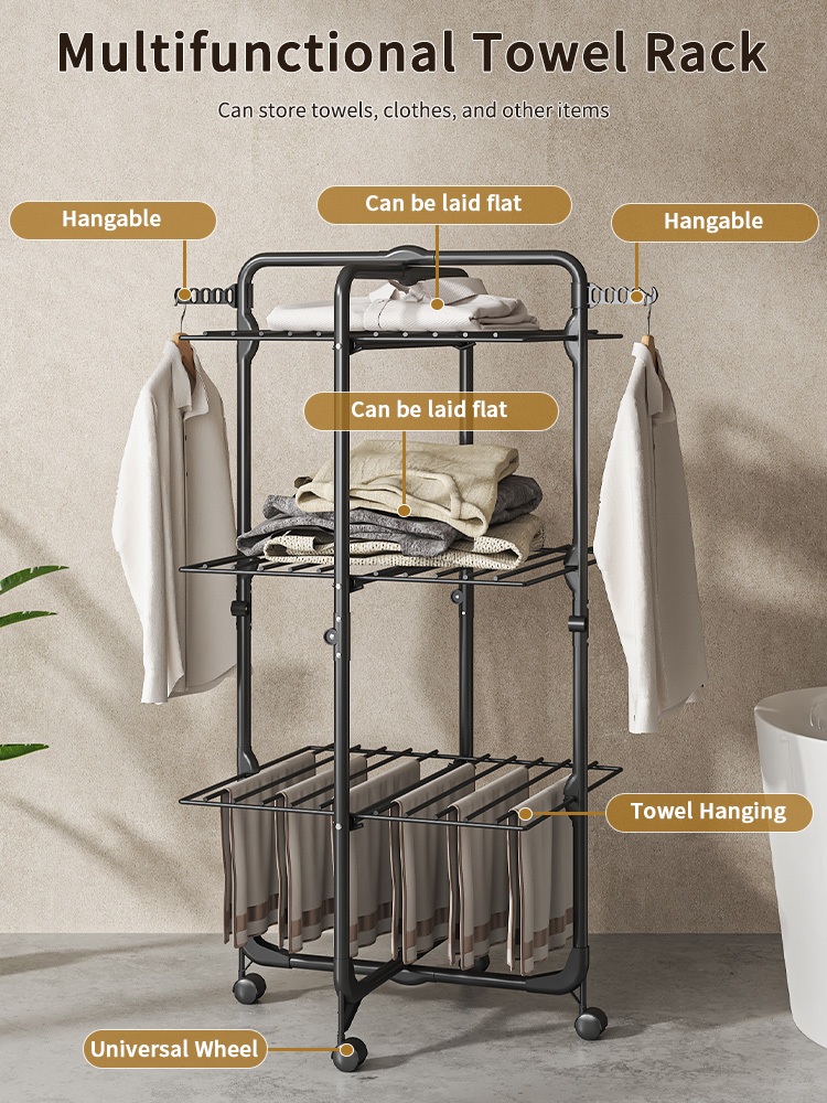 Black Clothes Folding Clothesline Rack Clothesline Holder Stainless ...