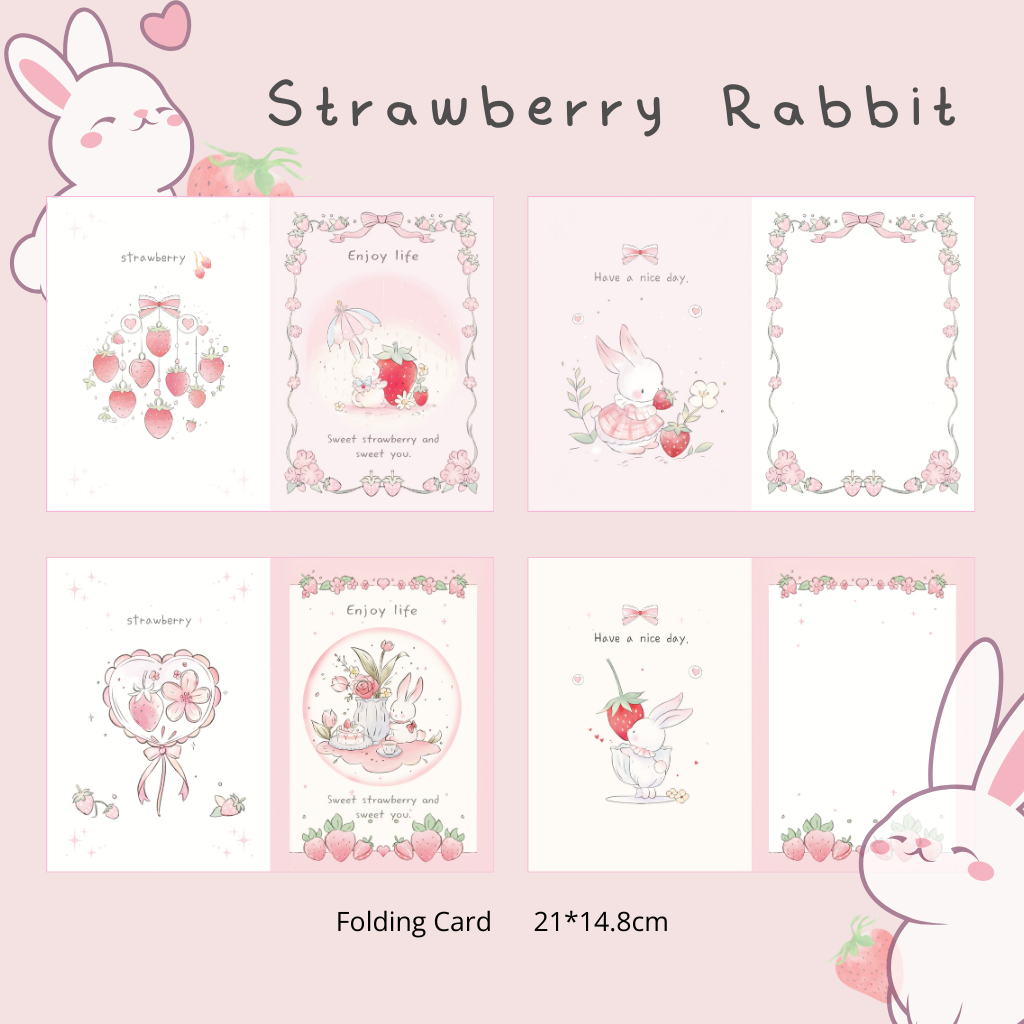 Strawberry Rabbit Sealing stickers Header Folding card ins stickers 封口贴 ...