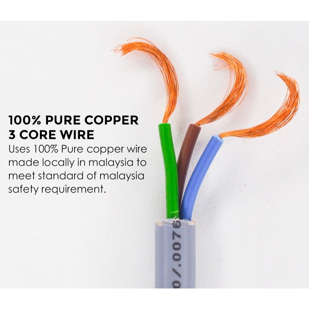 (SIRIM) HEAVY DUTY Extension (Pure Copper) 5M Wire 2 Gang Socket with ...