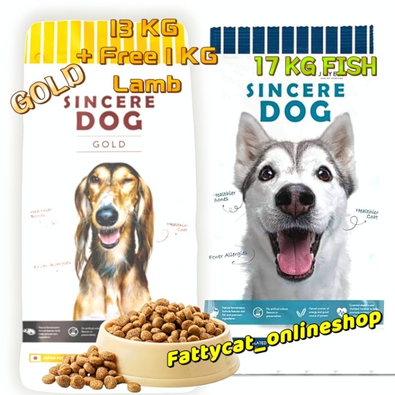 JOYESS SINCERE DOG Dog Food 17Kg Ocean Fish Gold Lamb Flavour 13Kg Free 1kg