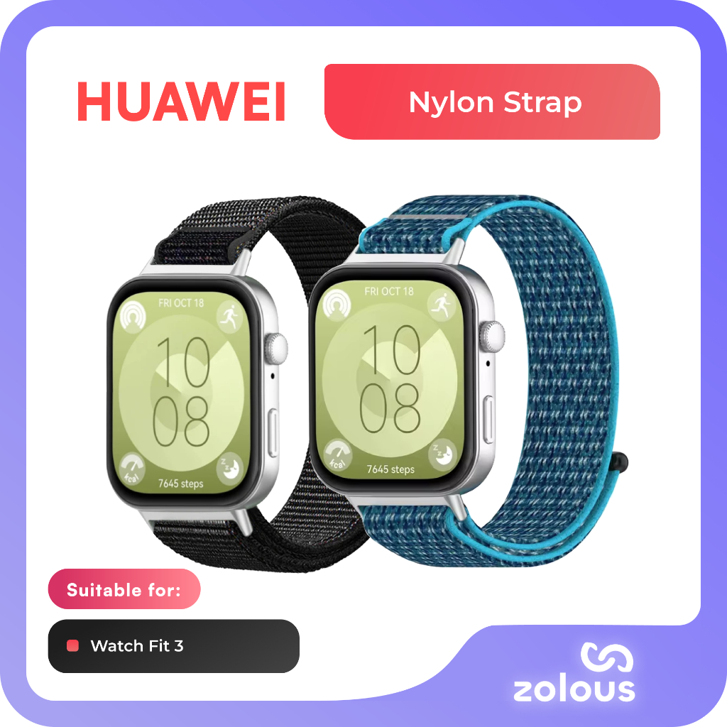 Huawei Watch Fit 3 Watch Strap Nylon Woven Loop Band Velcro Wristband ...