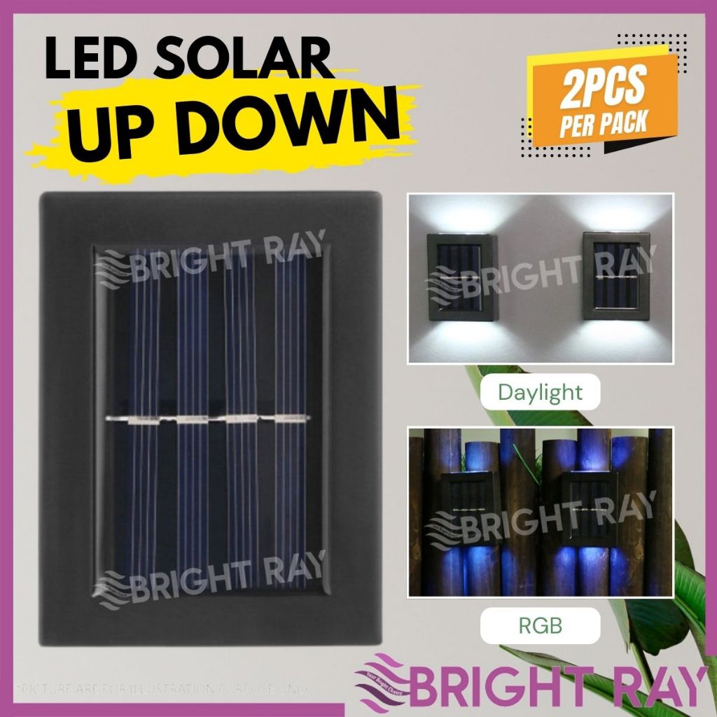 2PCS LED SOLAR UP DOWN Wall Light Dusk to Dawn Sensor Up Down Light ...
