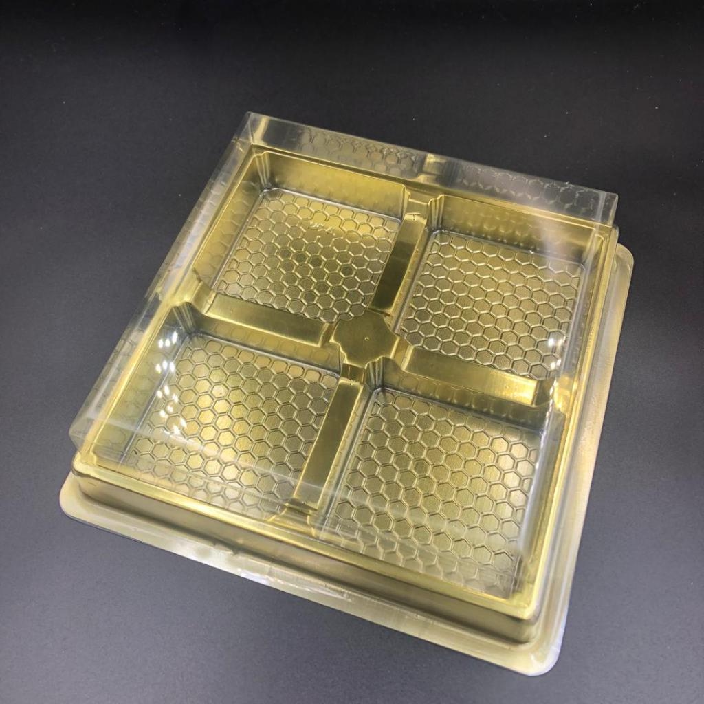 MC-4L 5pcs/Set PVC 4IN1 SQUARE MOONCAKE CASE TRAY WITH COVER GOLD ...