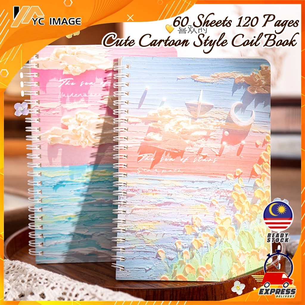1Pcs Notebooks Aesthetic Oil Painting Cover Coil Spiral Notebook A5/A7 ...
