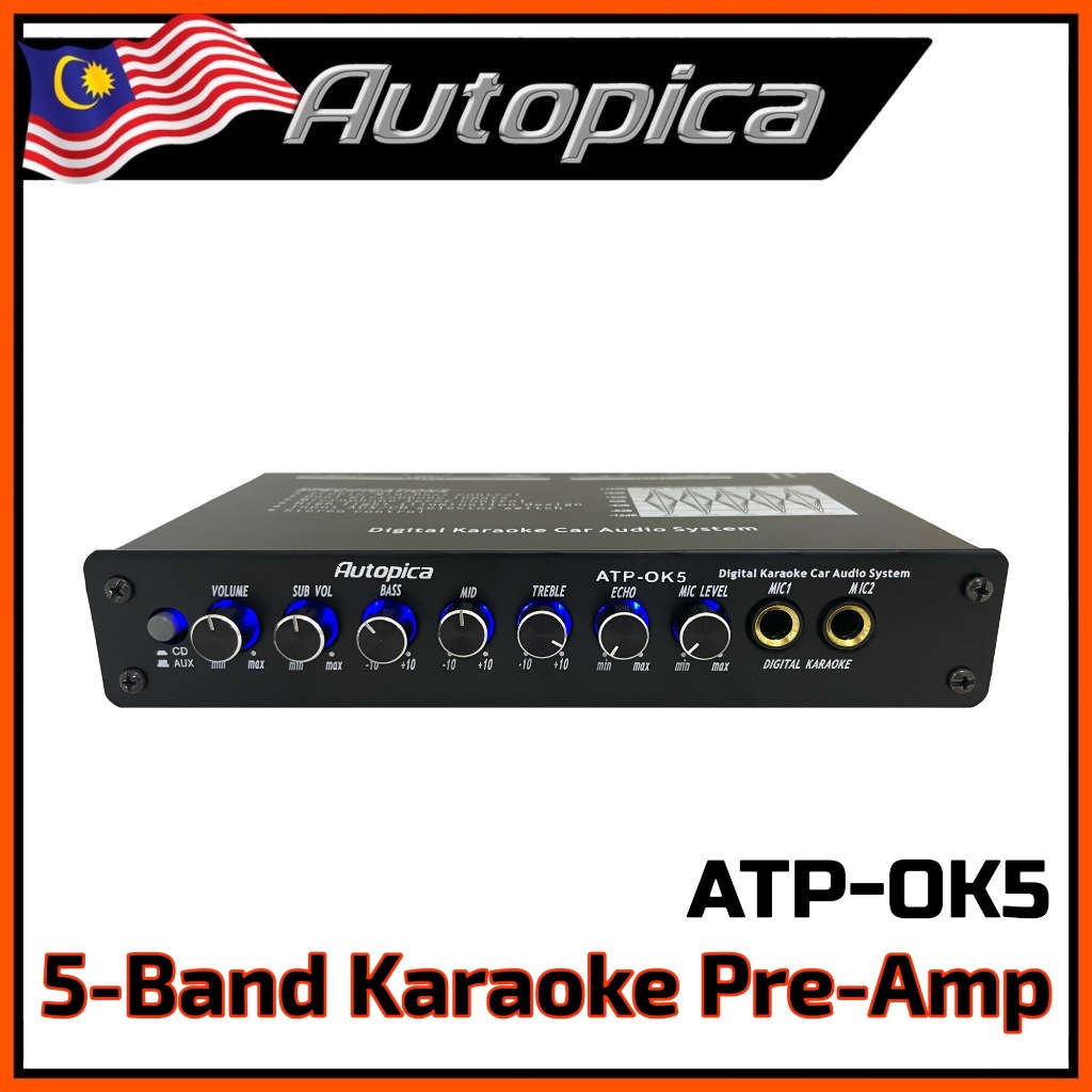 5-Band Karaoke Car Pre-Amp AUTOPICA ATP-OK5 Parametric Preamp with ...
