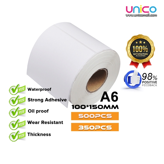 Premium 100mm x 150mm Thermal Label Sticker Roll - Pack of 500/350 ...