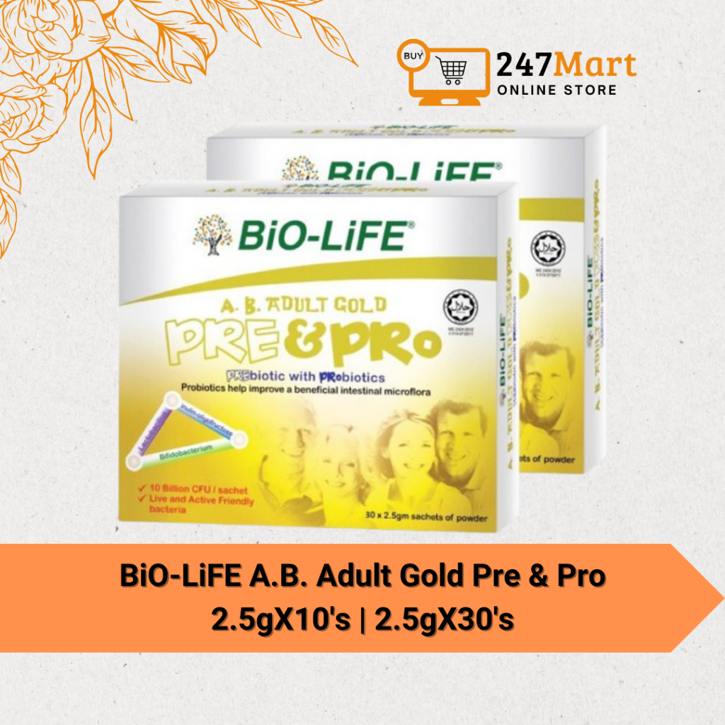 BIO-LIFE A.B Adult Gold Pre & Pro (2.5g X 30s | 2.5g X 10s) - Prebiotic ...