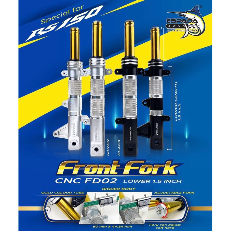 ESPADA FORK LAY Y15ZR Y16ZR NVX155 LC135 RSX150 LOWER 1.5 Inch FORK CNC ...