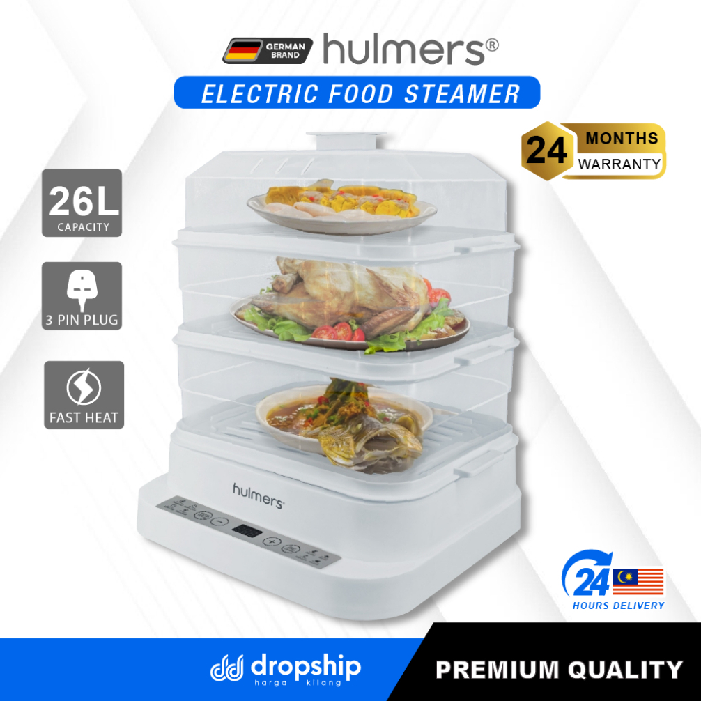 Hulmers Pengukus Elektrik 3 Tingkat 26L dengan Dulang Boleh Tanggal ...