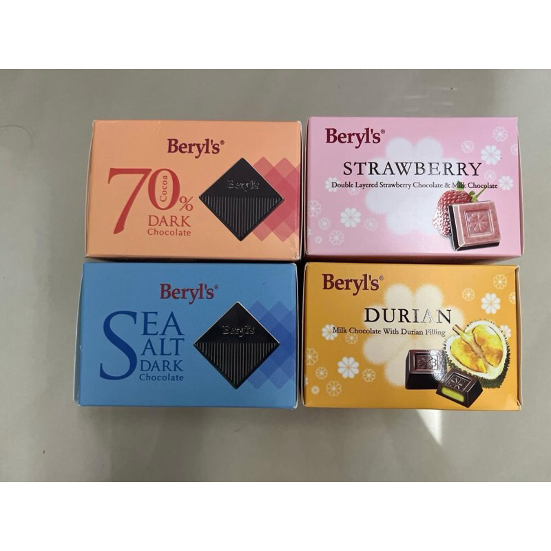 Beryl's 70% Cacao Dark Chocolate / Strawberry / Sea salt / Durian (60g ...