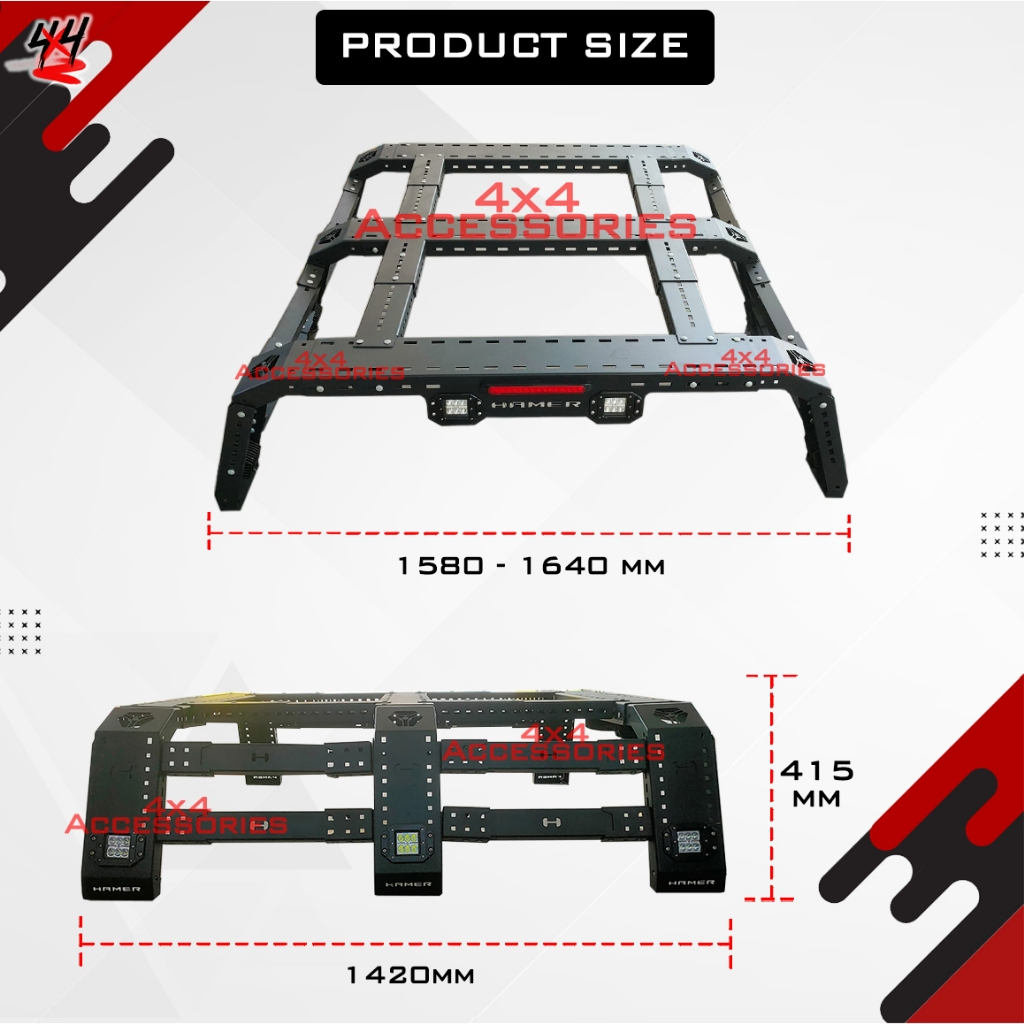 Pickup Truck 4x4 Bed Rack R23 Hilux Ranger Dmax Triton Navara Bed Rack ...