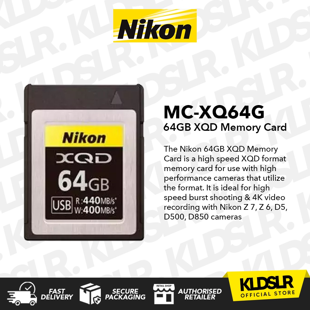 Nikon XQD 64GB Memory Card Max. Read Speed: 440 MB/s, Max. Write Speed: 400  MB/s ( MC-XQ64G ) | Shopee Malaysia