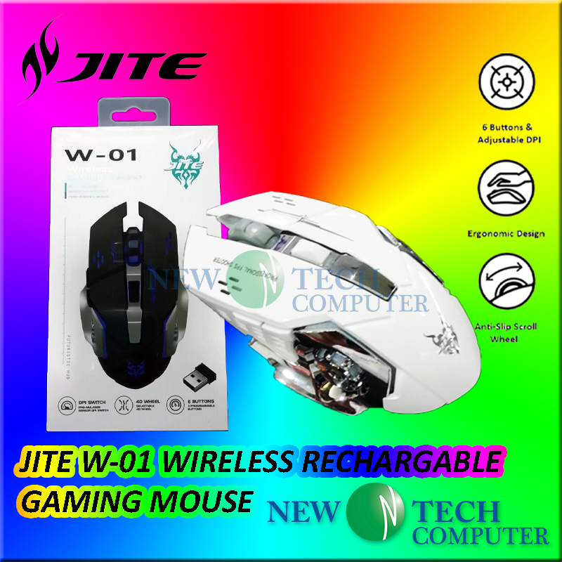 JITE W-01 WIRELESS TYPE-C RECHARGABLE USB GAMING MOUSE 6 BUTTON ...