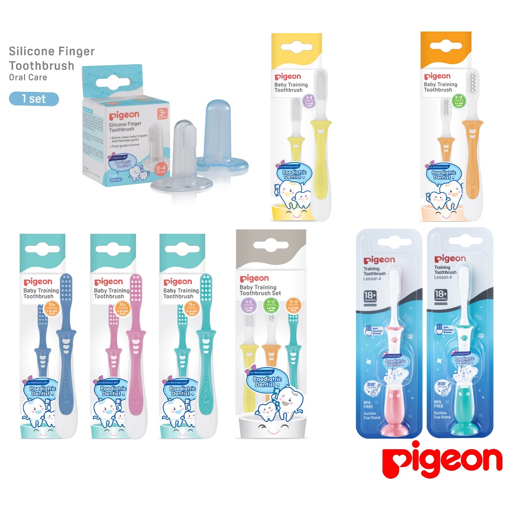 PG PIGEON Baby Training Toothbrush (Finger), (Lesson 1), (Lesson 2 ...
