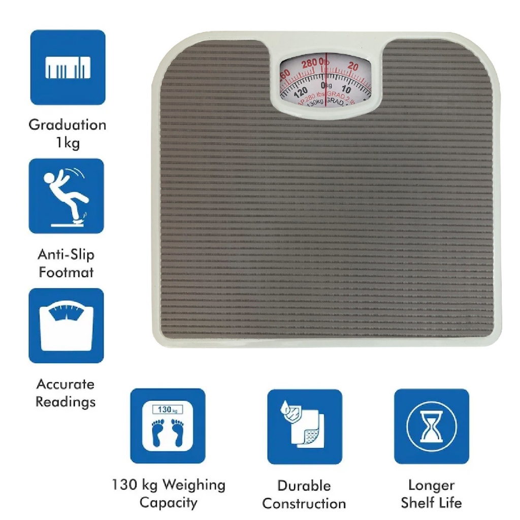 MAX 130KG Analog Body Scale Manual Bathroom Weight Scales Accurate ...