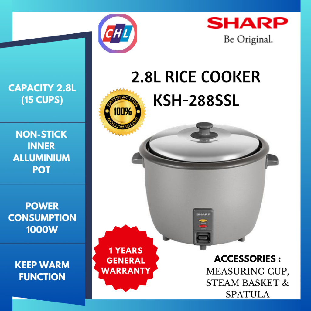 SHARP 2.8L/15CUPS NON-STICK POT RICE COOKER KSH-288SSL - SHARP 1 YEAR ...