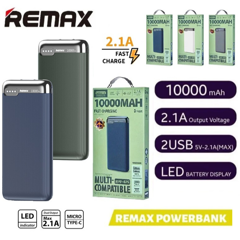100% Original Remax Powerbank RPP-625 10000mAh Slim Portable Fast ...