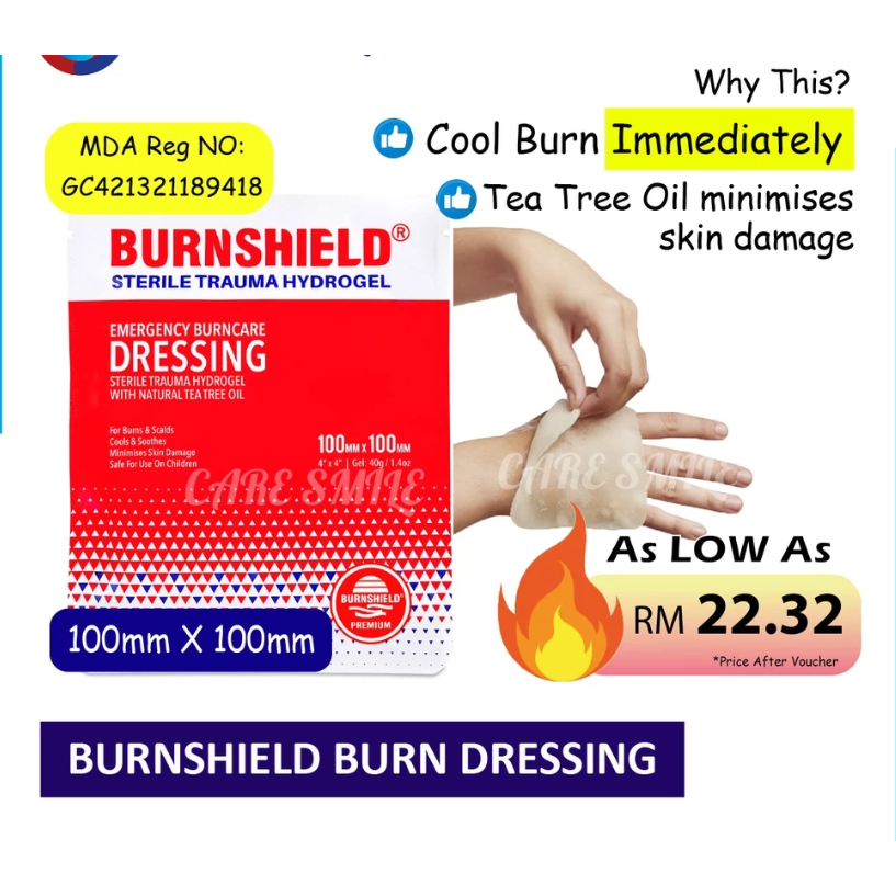 BURNSHIELD Burn Dressing 100mm X 100MM-1 PCS [First Aid Sterile ...