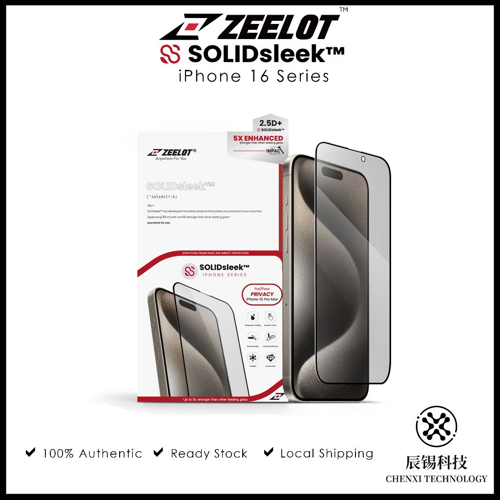 ZEELOT SOLIDsleek Tempered Glass Screen Protector for iP 16 Series ...
