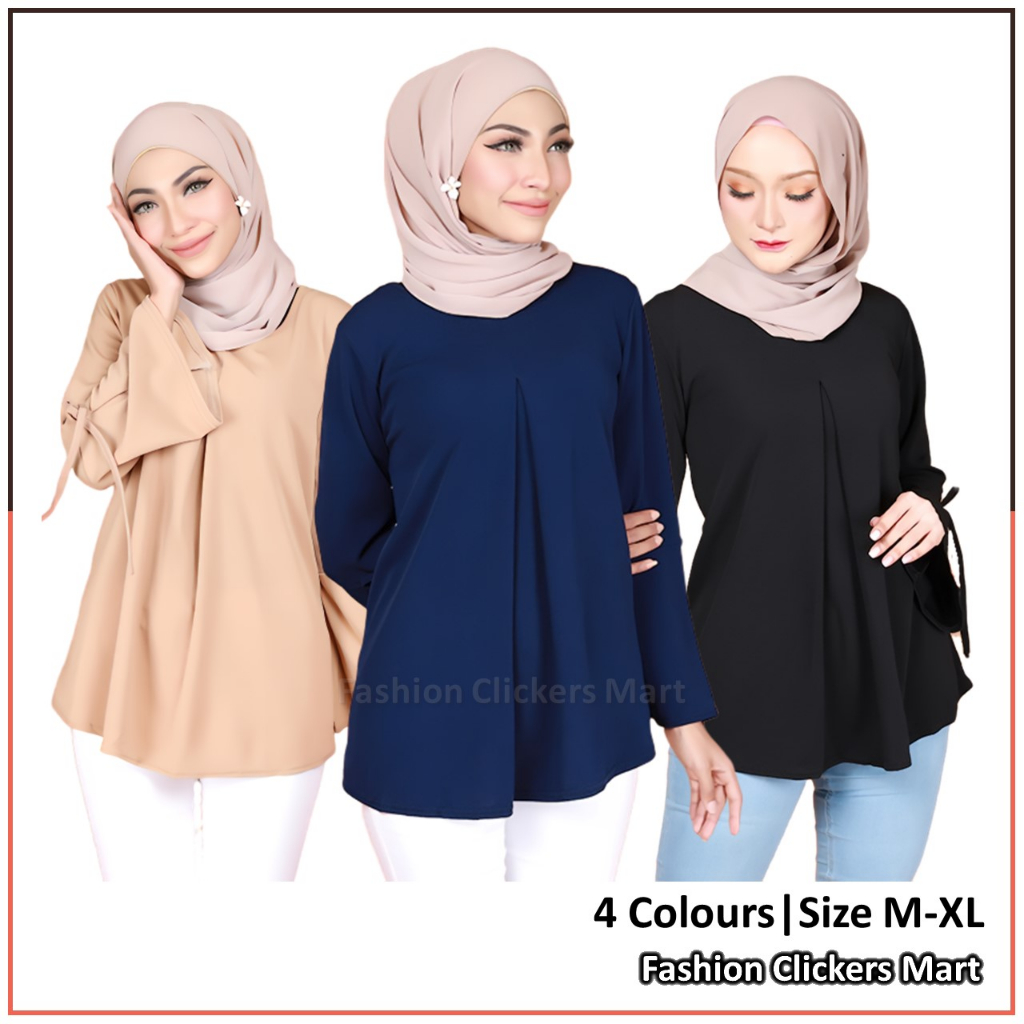 FC Mart - Plus Size Blouse / Blause Muslimah Saiz Besar / Women Ribbon