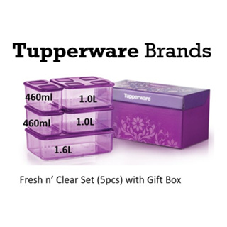 Tupperware Purple Fresh N Clear Clearmate Large 1.6L 2.5L Food Containers  Set