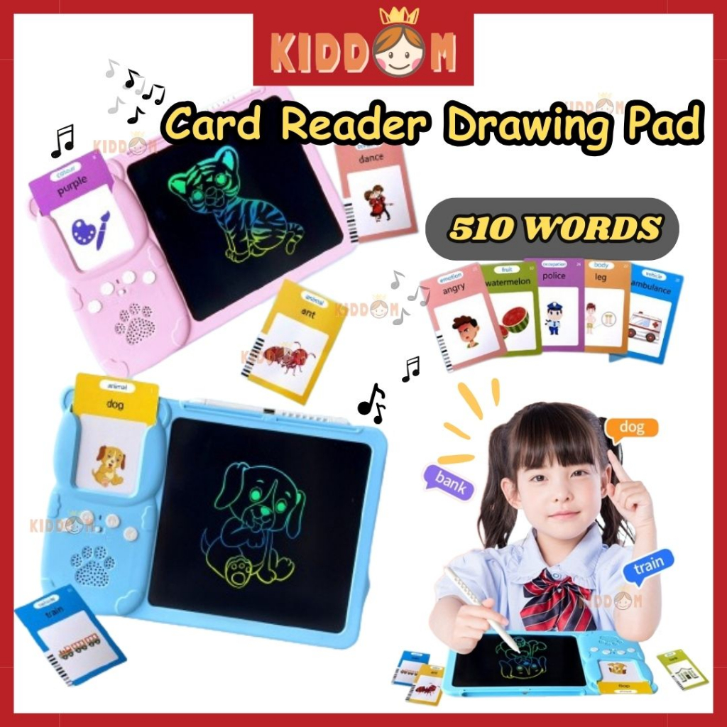 KIDDOM Lcd Writing Tablet Drawing Tablet Kids Flash Card Reader abc ...