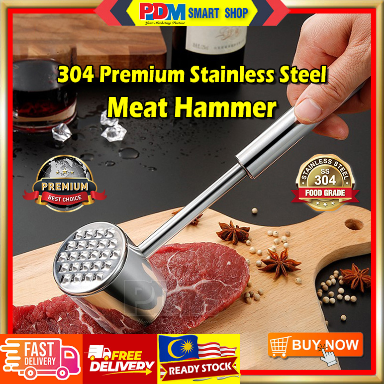 Pdm Premium 304 Stainless Steel Meat Tenderizer Hammer Double Sided