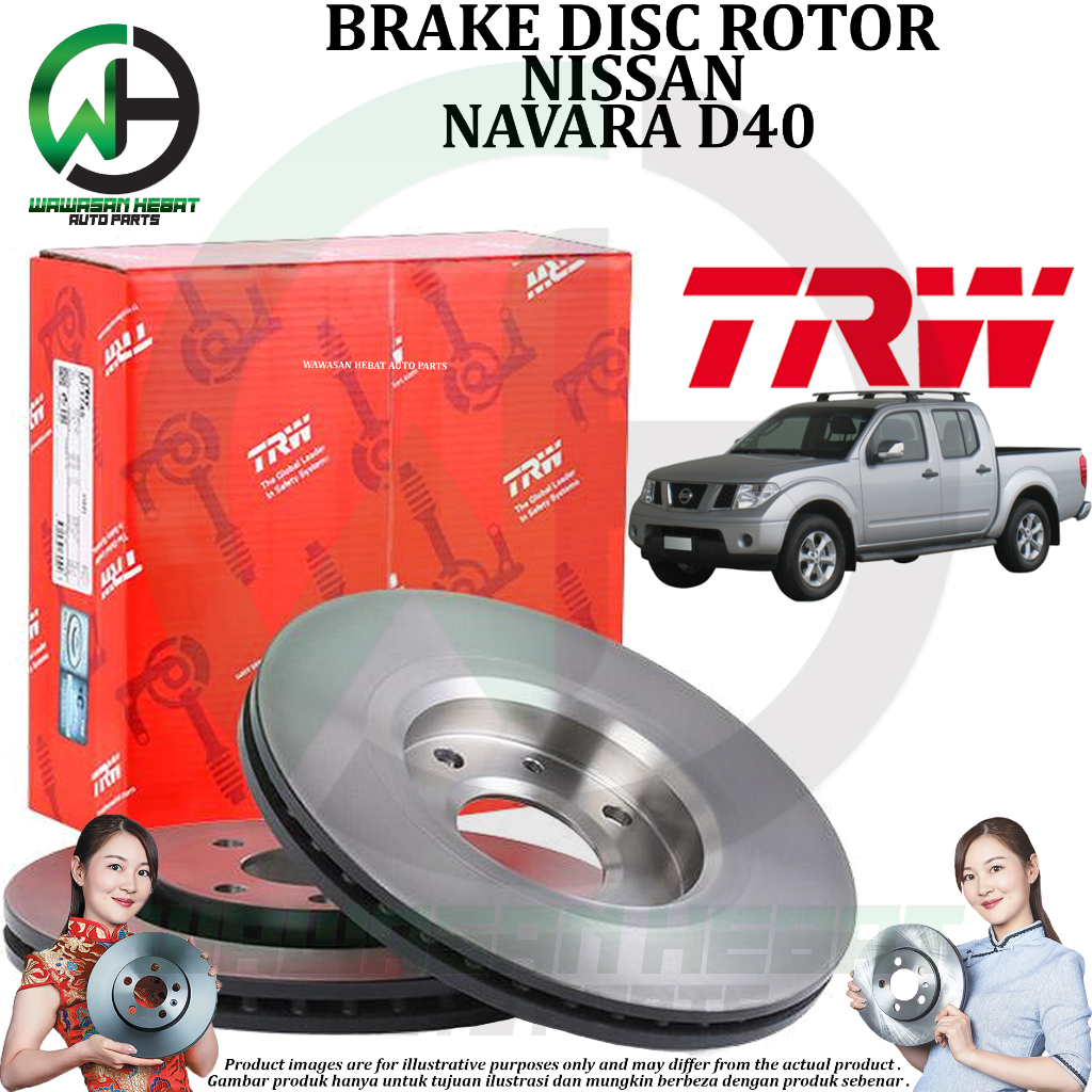 Nissan Navara D40 Front Brake Disc Rotor TRW [ 1Pair ] [ Original ...