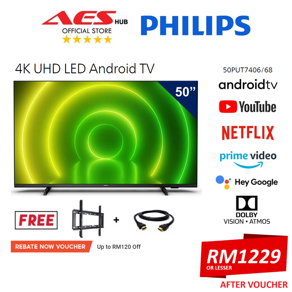 Philips Android Tv 50 Inch Tv Android Murah 4K Smart Tv Led Tv Television  电视机 電視機 50Put7406/68 | Shopee Malaysia