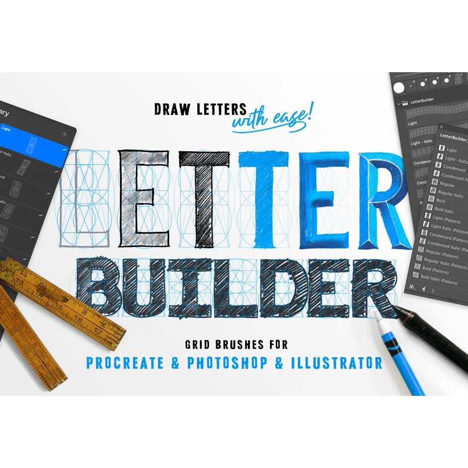 [P336] Letter Builder for Procreate by Ian Barnard | Procreate Brushes ...