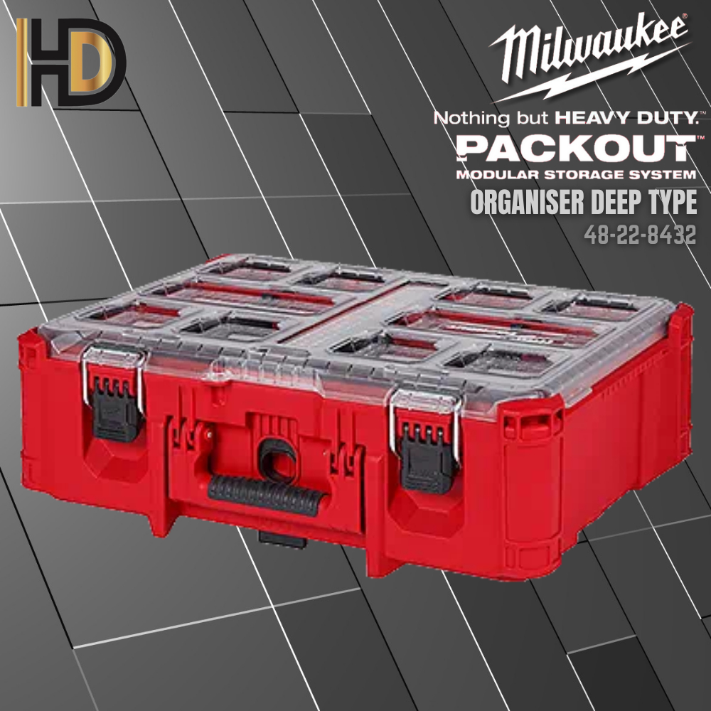 Milwaukee 48-22-8432 Packout Deep Organizer Toolbox, 50 Lb. Capacity