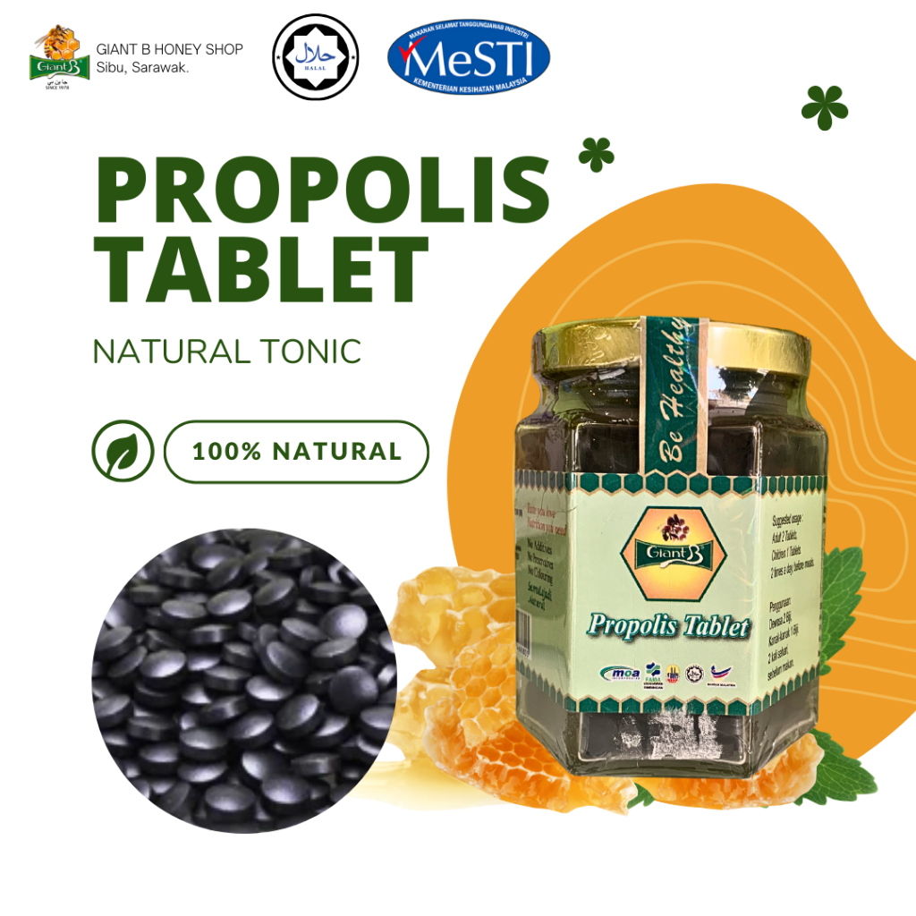 [HALAL] GIANT B Propolis Tablet Pil Propolis 蜂胶片 (100% Natural ...