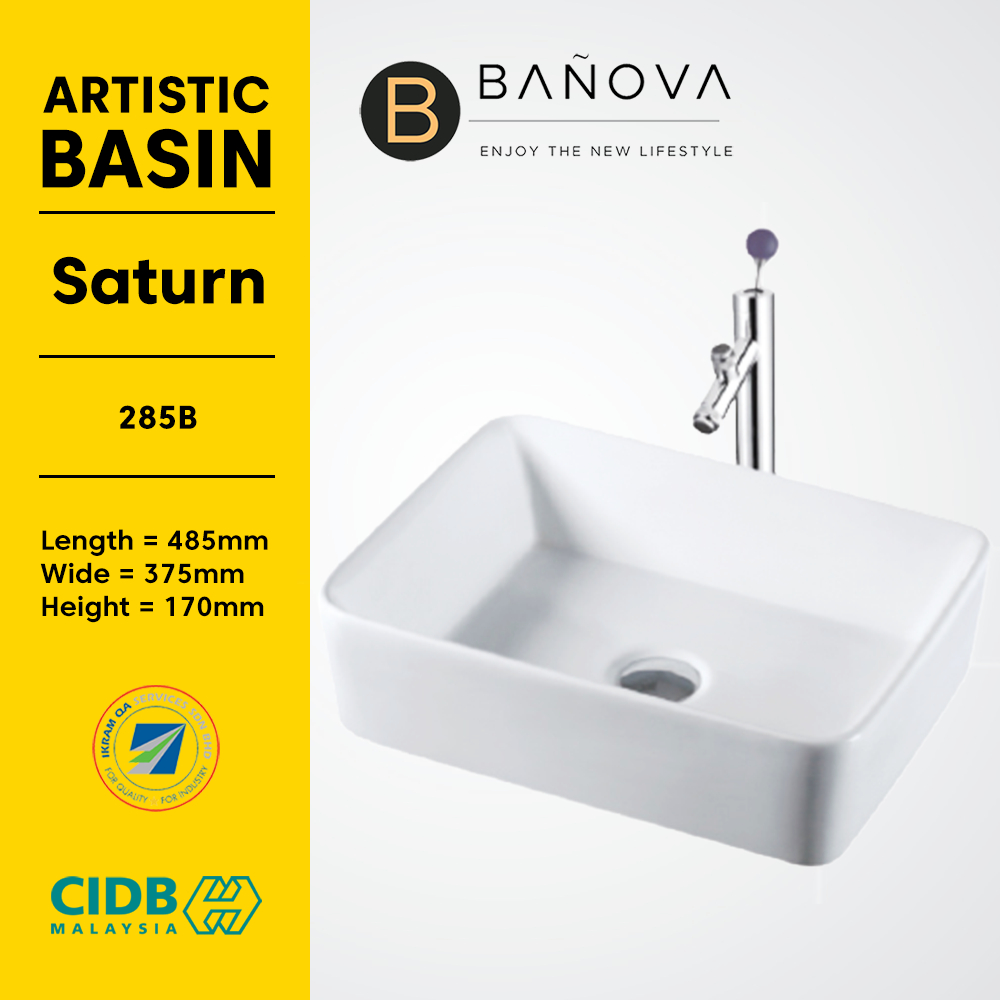 BANOVA Bathroom Polished Round & Square Ceramic Basin Table Top Wash ...