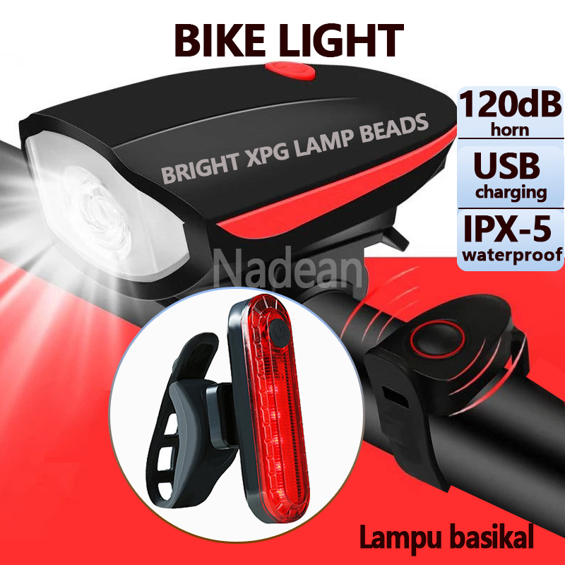 Nadean Bike Light With Horn Rechargeable Mountain Bike Lights bicycle ...
