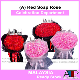 99 Red Roses Bouquet Soap Flower 520 Valentine's Day Gift for