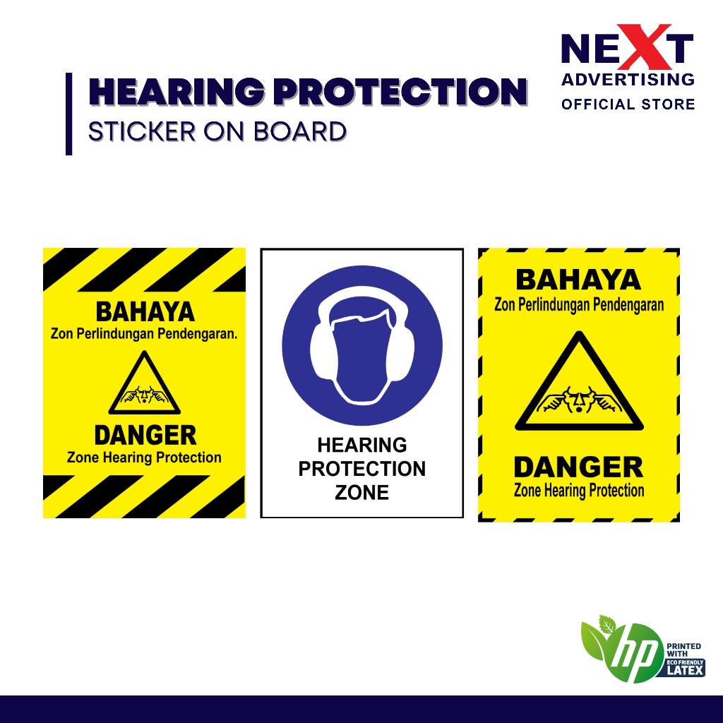 Hearing Protection Zone Safety Signage Zon Perlindungan Pendengaran