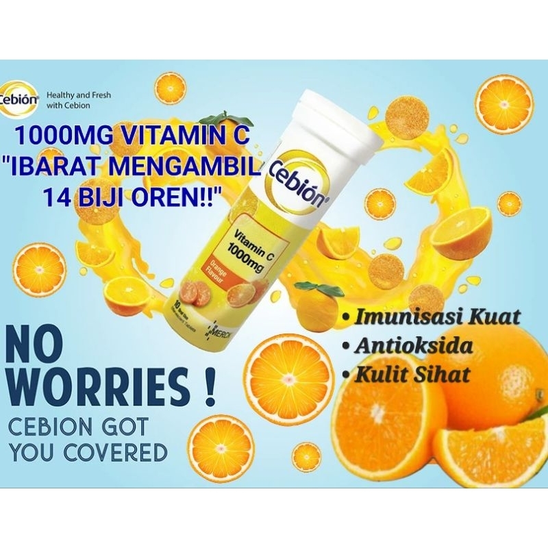 VITAMIN C 1000MG Tablet Rendam Dalam Air Flavettes Cebion Effervescent Vitamin C 1000mg 15