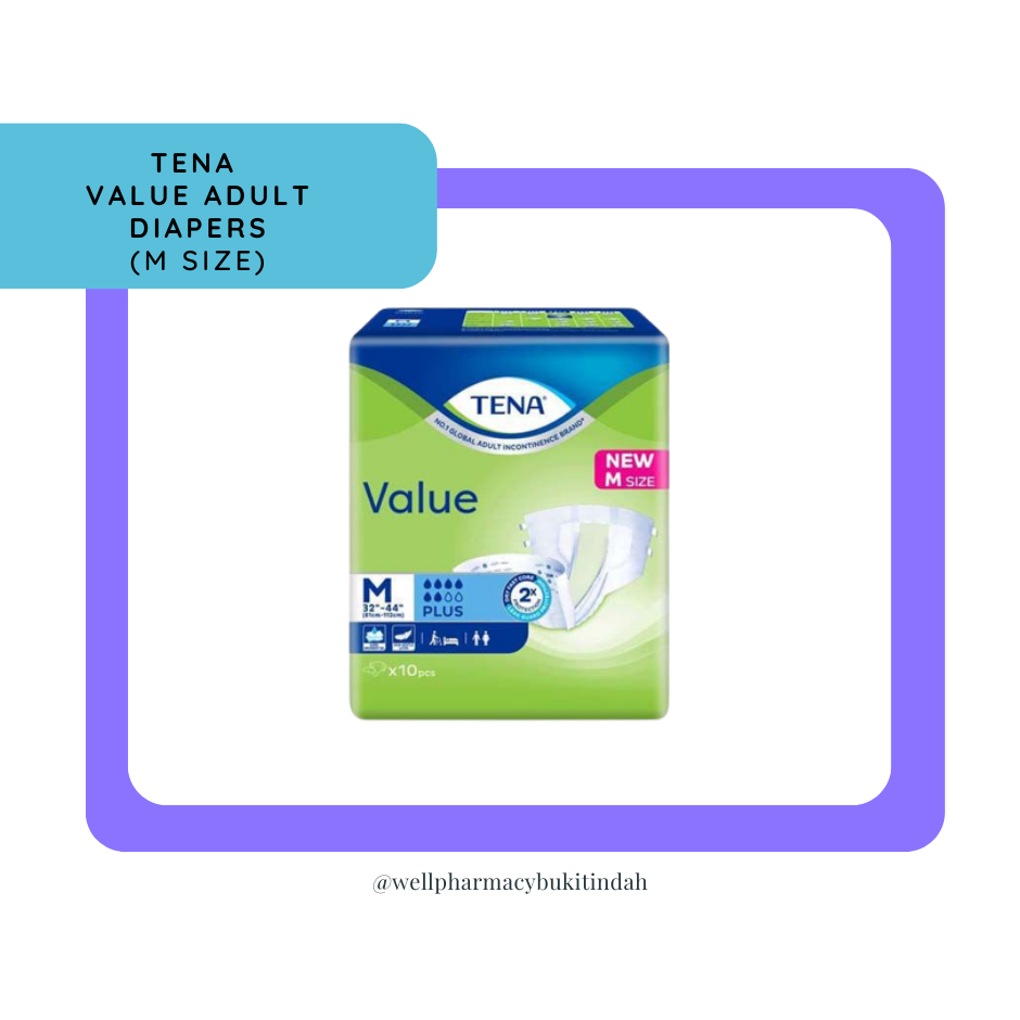 Tena Value Adult Diapers (1 Pack)- Size M/ L/ XL