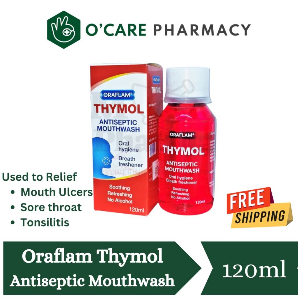 Oraflam Thymol Gargle Alcohol Free Antiseptic Mouthwash 120ML For ...