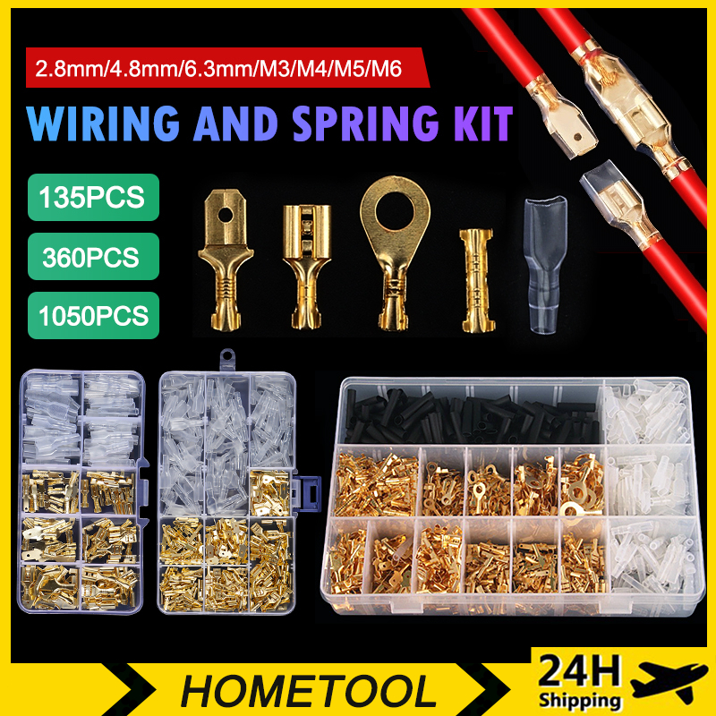 135/360/1050Pcs Insulated Seal Crimp Terminal 2.8/4.8/6.3mm Wire Spade ...