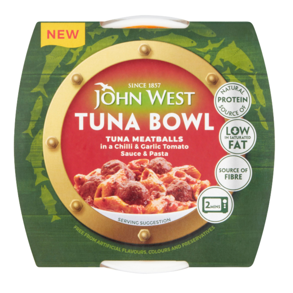 John West Tuna Bowl,Tuna Meatballs in a Chilli & Garlic Tomato Sauce & Pasta, 220g (Assorted